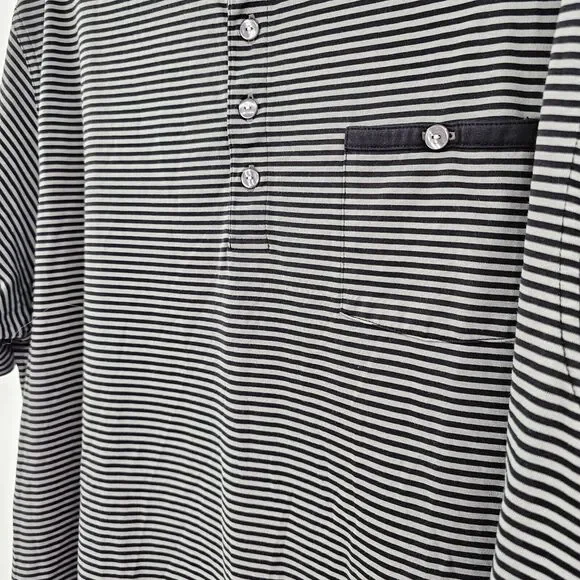 Travis Mathew Mens 2XL XXL Striped Golf Polo Shirt Black Short Sleeve Stretch - Picture 4 of 11